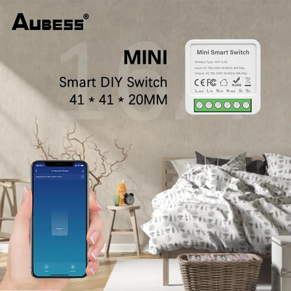 Wifi Mini Smart Switch 16A DIY Light Switches 2 Way Wireless Smart Home With Tuya Smart Life App Alexa Google Home