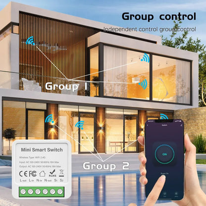 Wifi Mini Smart Switch 16A DIY Light Switches 2 Way Wireless Smart Home With Tuya Smart Life App Alexa Google Home